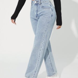High Waist Straight Leg Jeans - Image 3