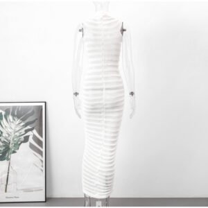 Knit Short-Sleeve See-Through Gown