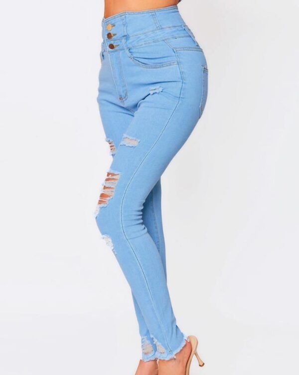 Women Stretch Ripped Skinny High Waist Jeans 1 Women Stretch Ripped Skinny High Waist Jeans