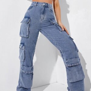 Pockets Aesthetics Cargo Jeans 7 Pockets Aesthetics High Waist Cargo Jeans, zikkies clothing store, best boutique in lagos, best boutique in ikeja, buy woman clothes in lagos, shop clothes online, buy male clothes, instagrm shop, legit instagram shop, legit instagram clothes vendor, instagram vendor in lagos, buy clothes with bitcoin in lagos