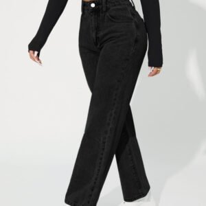 High Waist Straight Leg Jeans