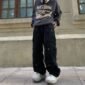 Men's Harajuku Style ,Loose Casual Trousers Straight Mopping Pants