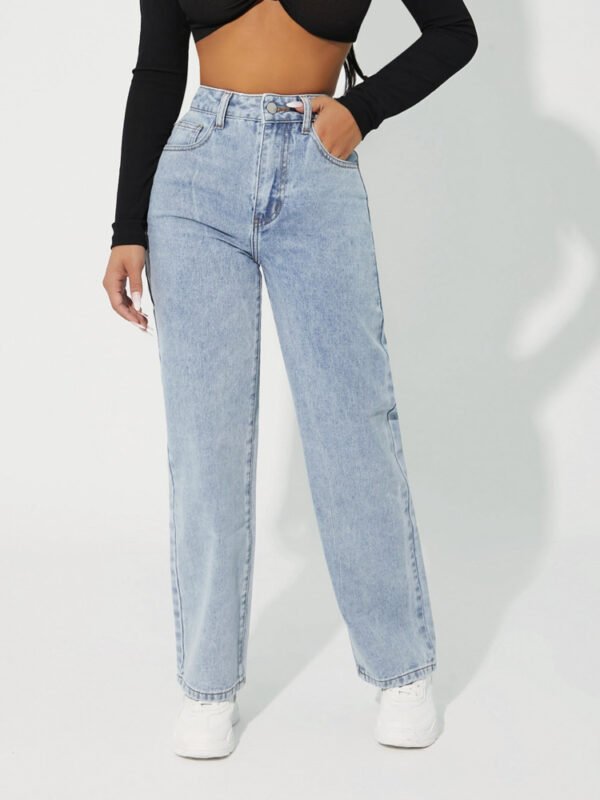 High Waist Straight Leg Jeans