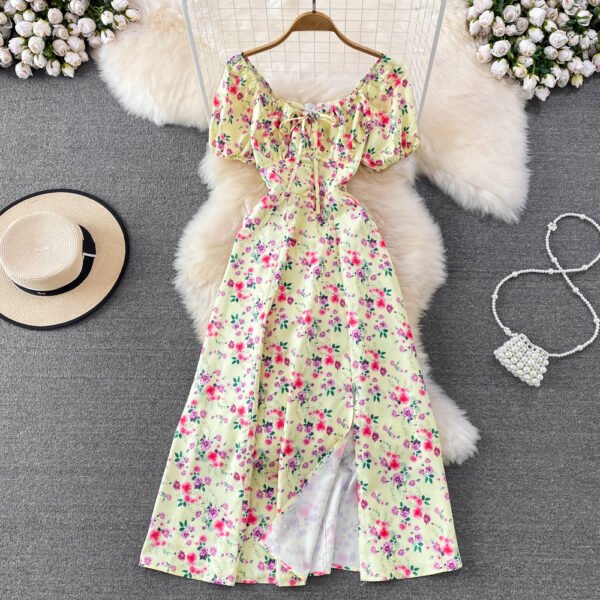 Floral Print Split Long Dress