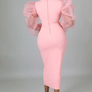 Mesh Puff Bodycon Dress - Image 5