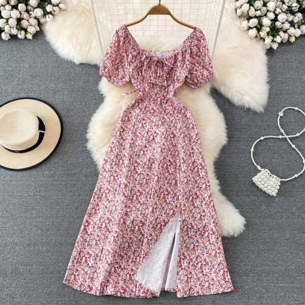 Floral Print Split Long Dress